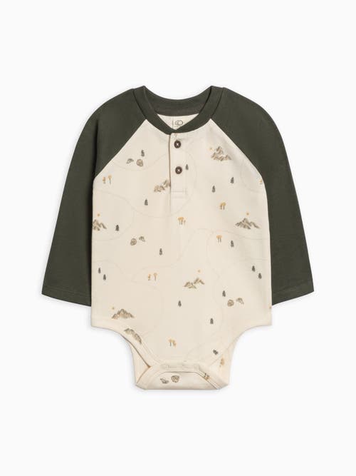Colored Organics Kids' Organic Lucas Raglan Henley Bodysuit In Neutral
