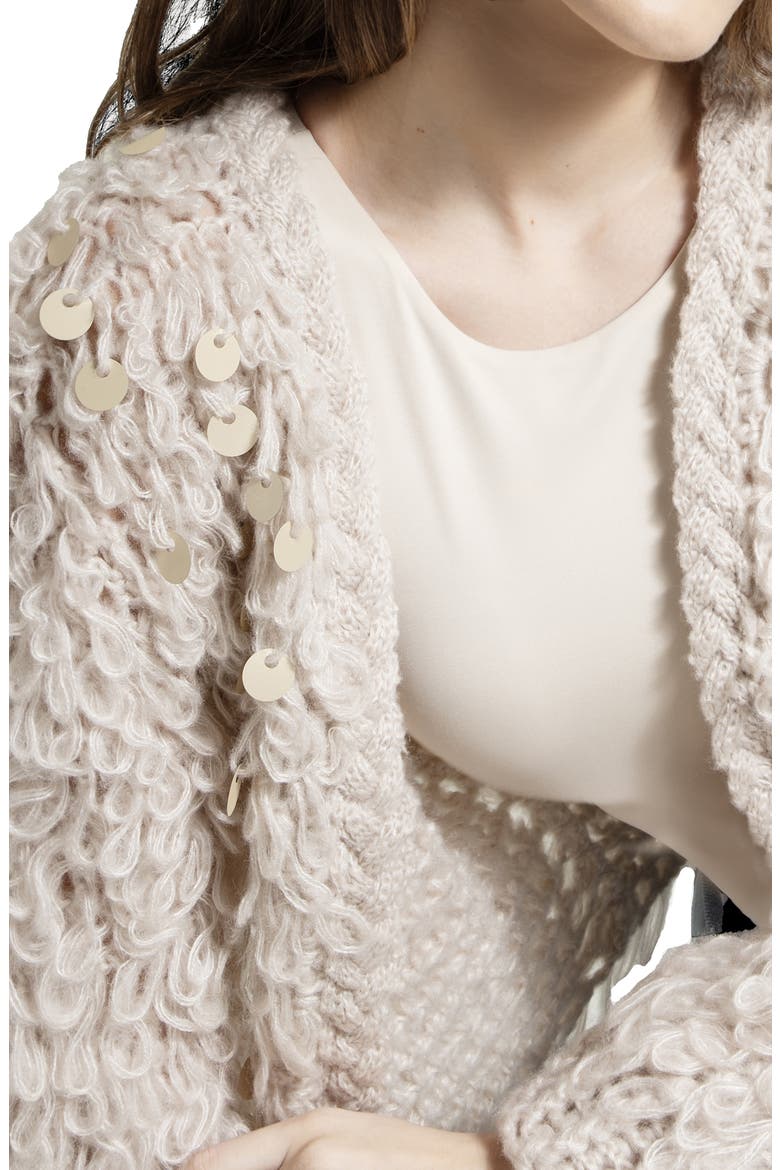 Sequin Loop Knit Cardigan, Alternate, color, IVORY