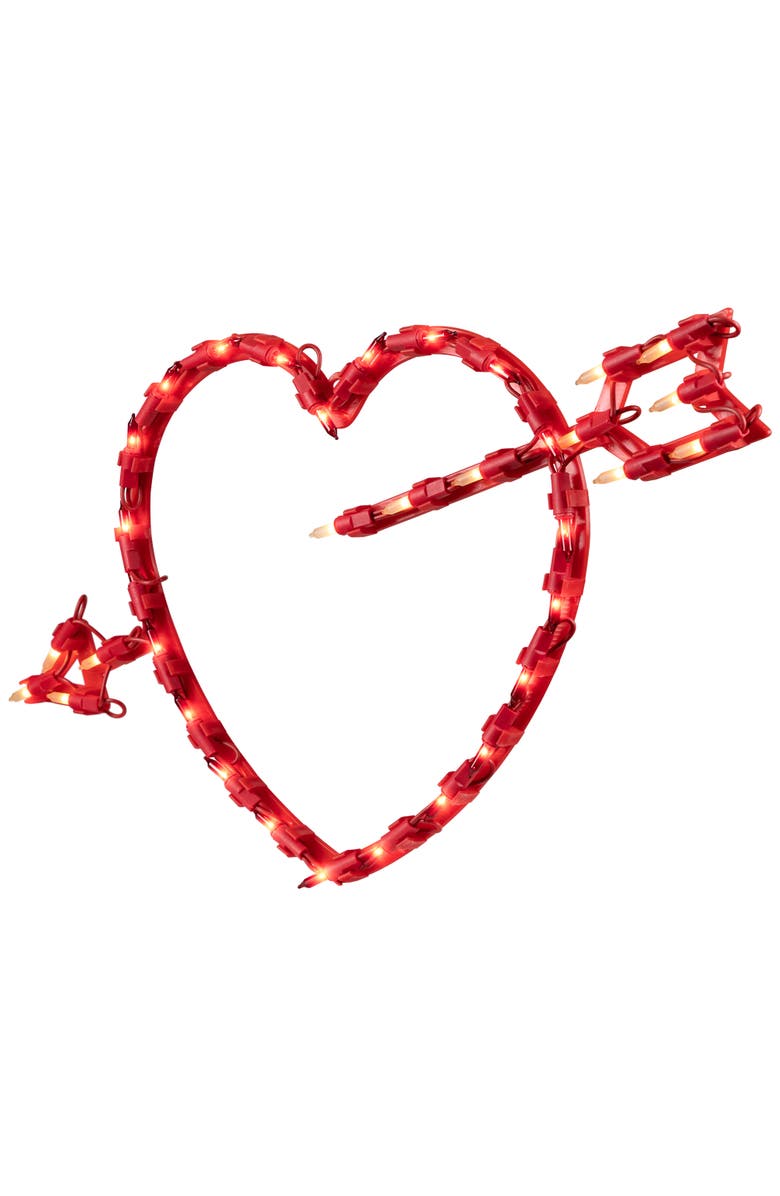 Northlight Lighted Heart and Arrow Valentine's Day Window Silhouette - 17" - Red, Alternate, color,