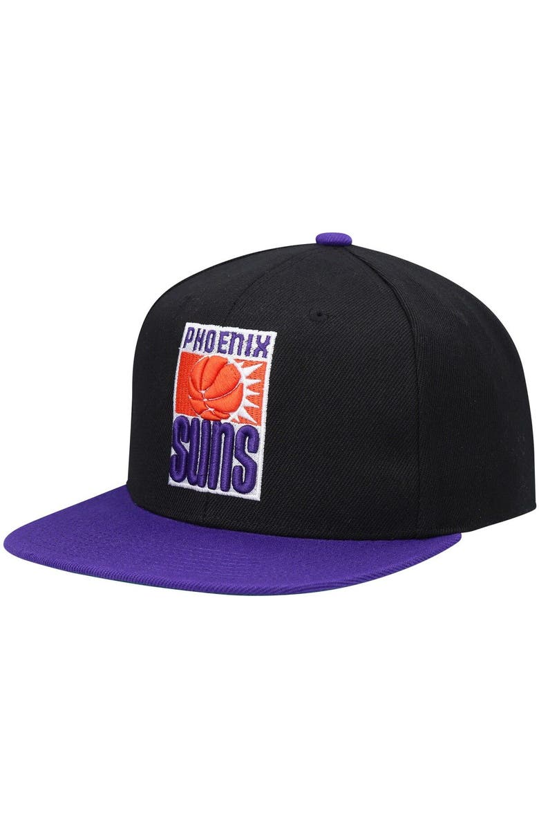 Mitchell & Ness Men's Mitchell & Ness Black/Purple Phoenix Suns Hardwood Classics Snapback Hat, Alternate, color, 