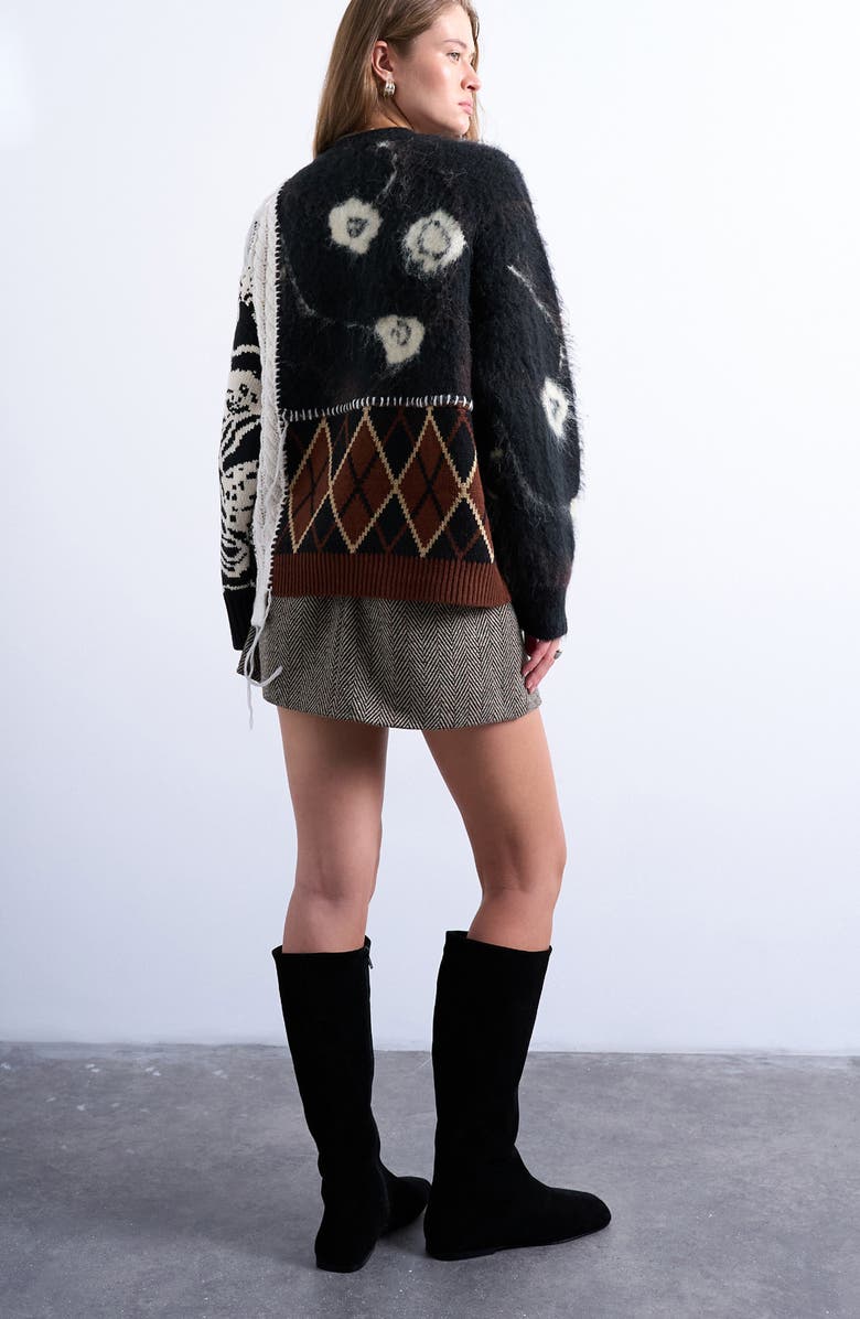 Topshop Patchwork Intarsia & Argyle Sweater, Alternate, color,