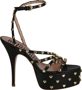 Heart Studded Ankle Strap Platform Sandal