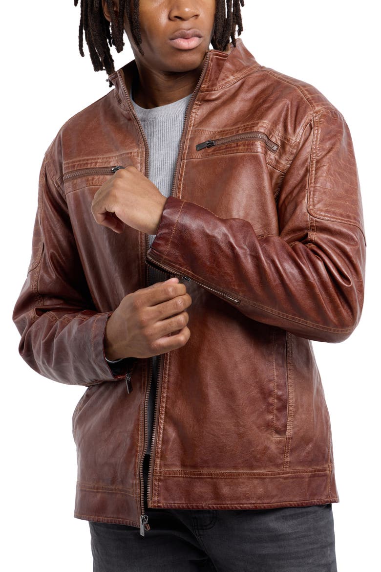 Faux Leather Jacket, Alternate, color, TOBACCO