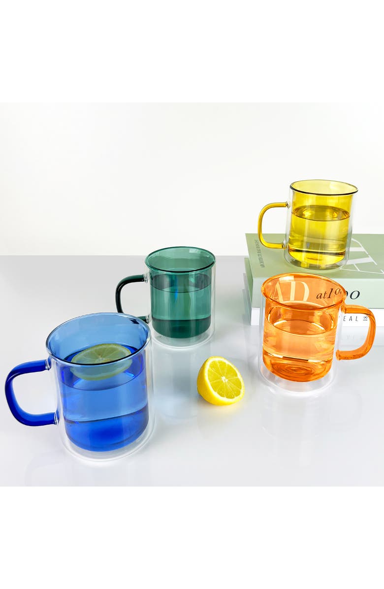 CLOUDNOLA Cubo Set of 4 Double-Wall Mugs, Alternate, color, Multicolored