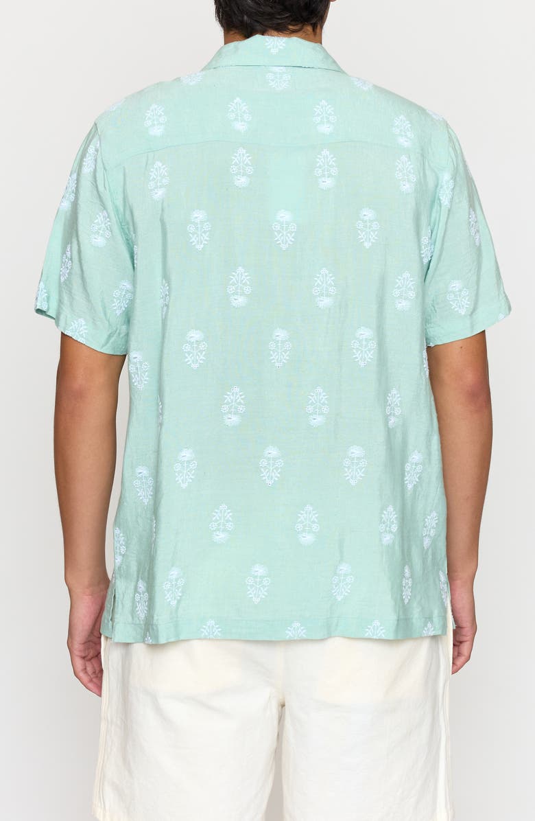 Raga Floral Embroidered Camp Shirt, Alternate, color, Aqua