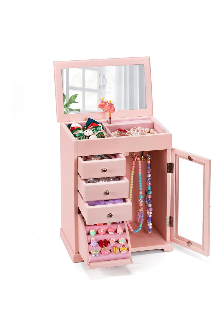 Wooden Pink Ballerina Musical Jewelry Storage Chest for Girls, Main, color, Pink