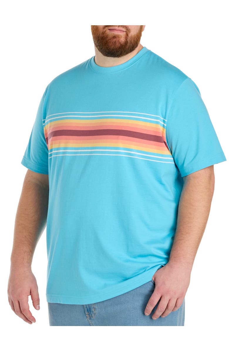 Harbor Bay by DXL Big & Tall Moisture-Wicking Ombré Striped T-Shirt, Main, color, Blue Grotto