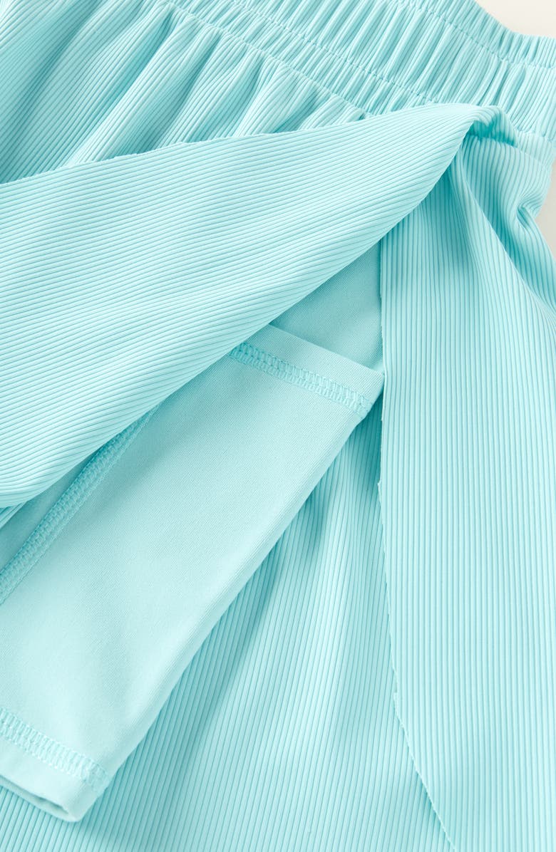 Zella Girl Kids' Run Play Skirty Shorts, Alternate, color, Teal Haze