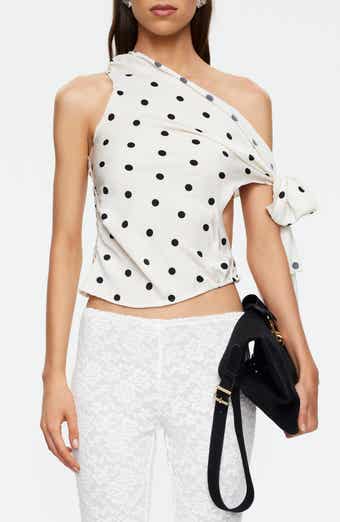 Revival Polka Dot Cutout Tie Off the Shoulder Top
