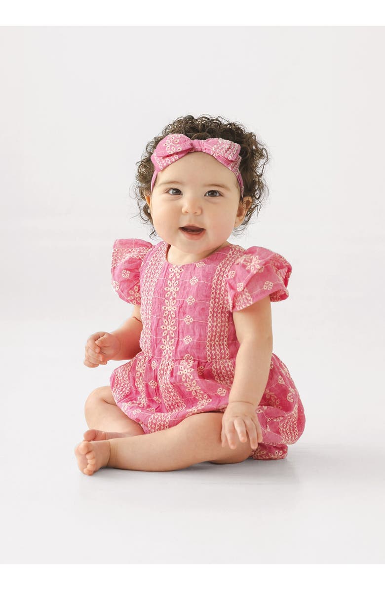 Mabel + Honey Pinkalicious Short Sleeve Romper, Alternate, color, Pink