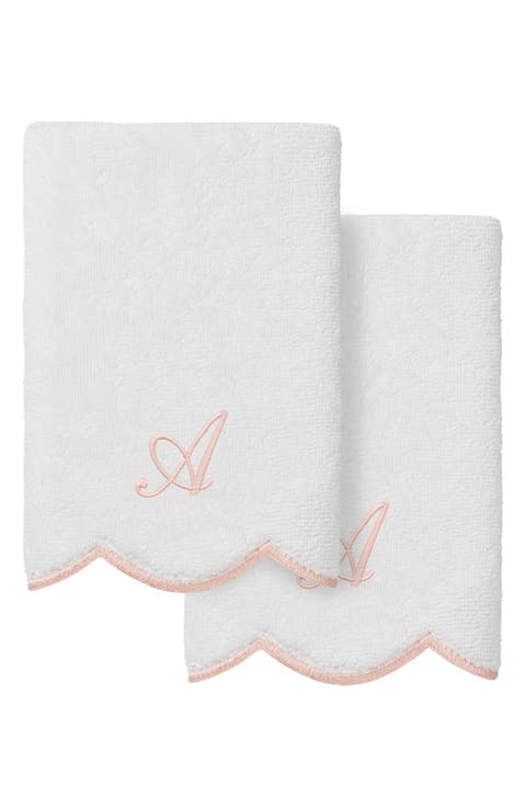 Scallop Set of 2 Monogram Fingertip Towels