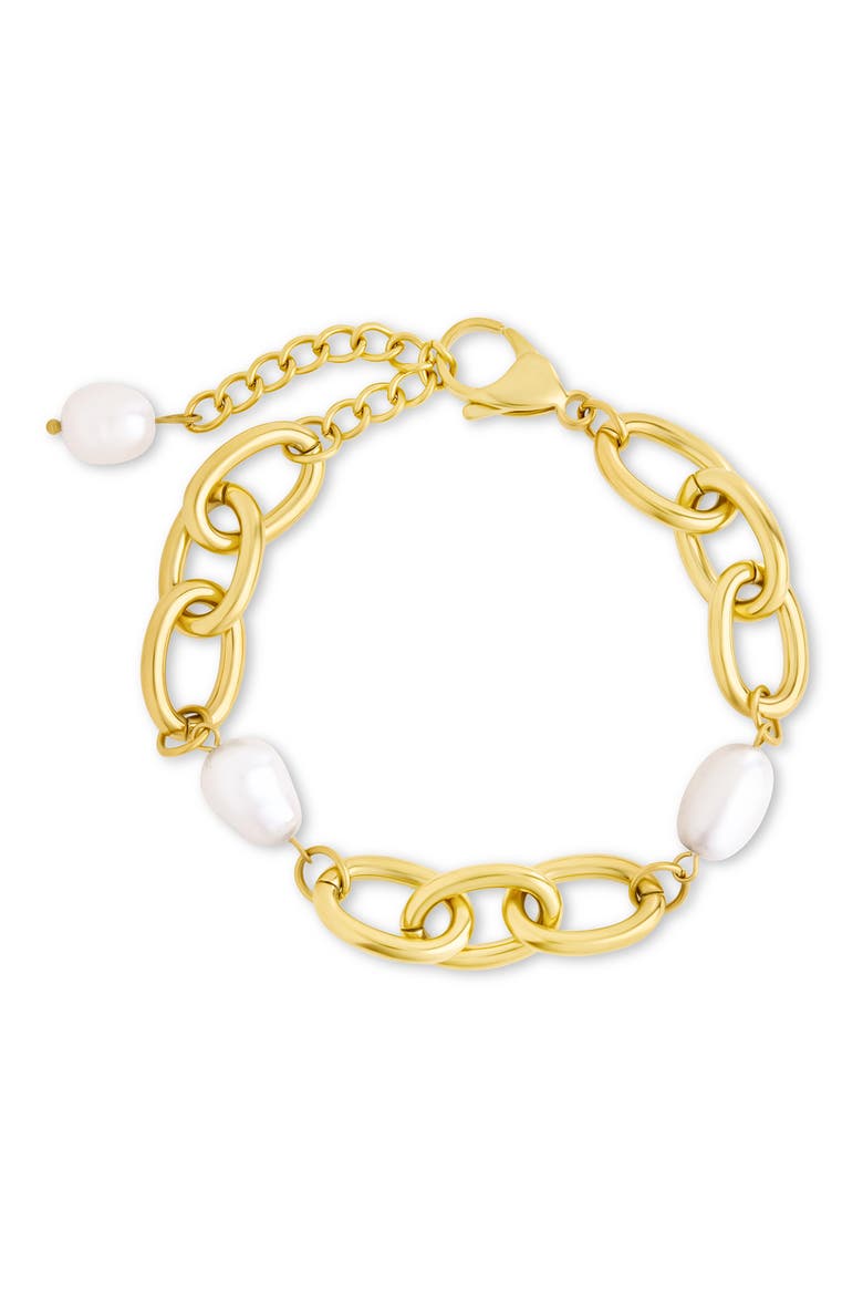 Tess Cultured Pearl Chain Bracelet, Main, color, GOLD