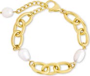 Sterling Forever Tess Cultured Pearl Chain Bracelet