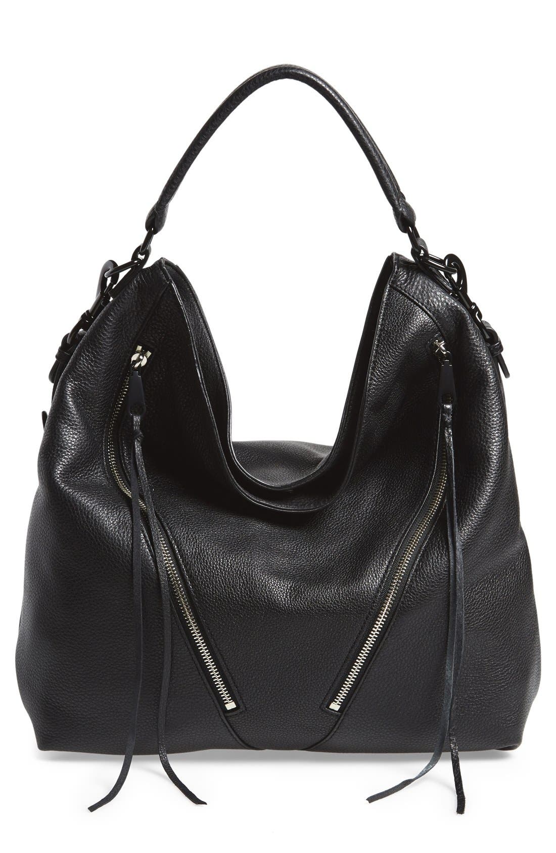 'Moto' Hobo Bag, Main, color, BLACK/ BLACK