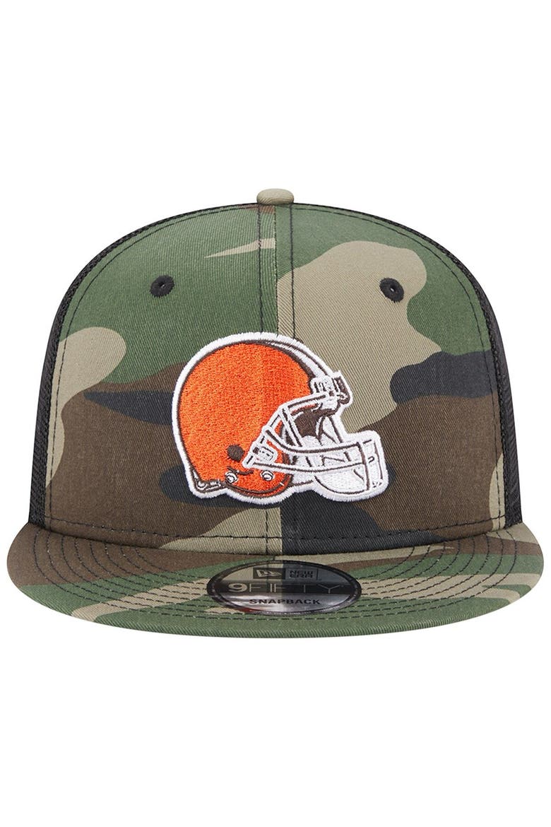 Men's New Era Camo Cleveland Browns Classic Trucker 9FIFTY Snapback Hat, Alternate, color, Camo