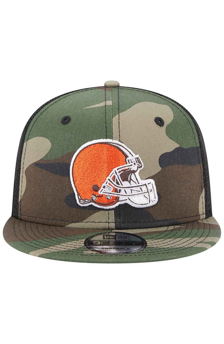 New Era Men's New Era Camo Cleveland Browns Classic Trucker 9FIFTY Snapback Hat, Alternate, color, 