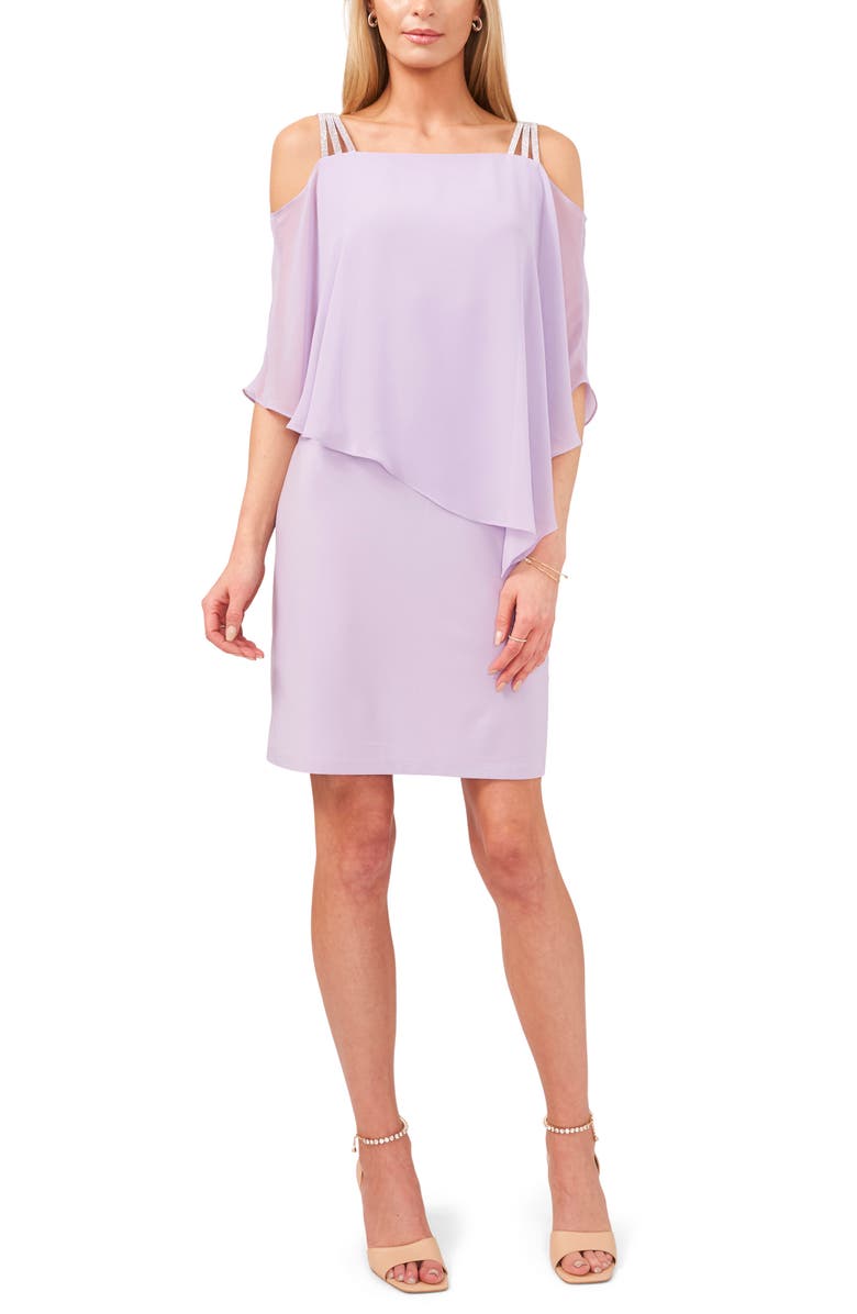 Chaus Cold Shoulder Overlay Dress, Main, color, Iris Allure