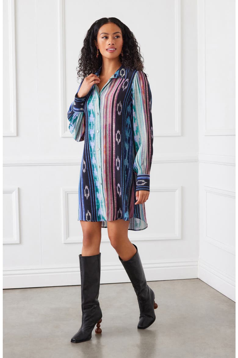 Printed Long Sleeve Shirtdress, Alternate, color, PRINT