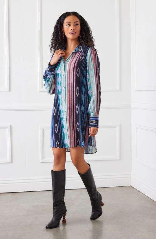 Karen Kane Printed Long Sleeve Shirtdress In Multi