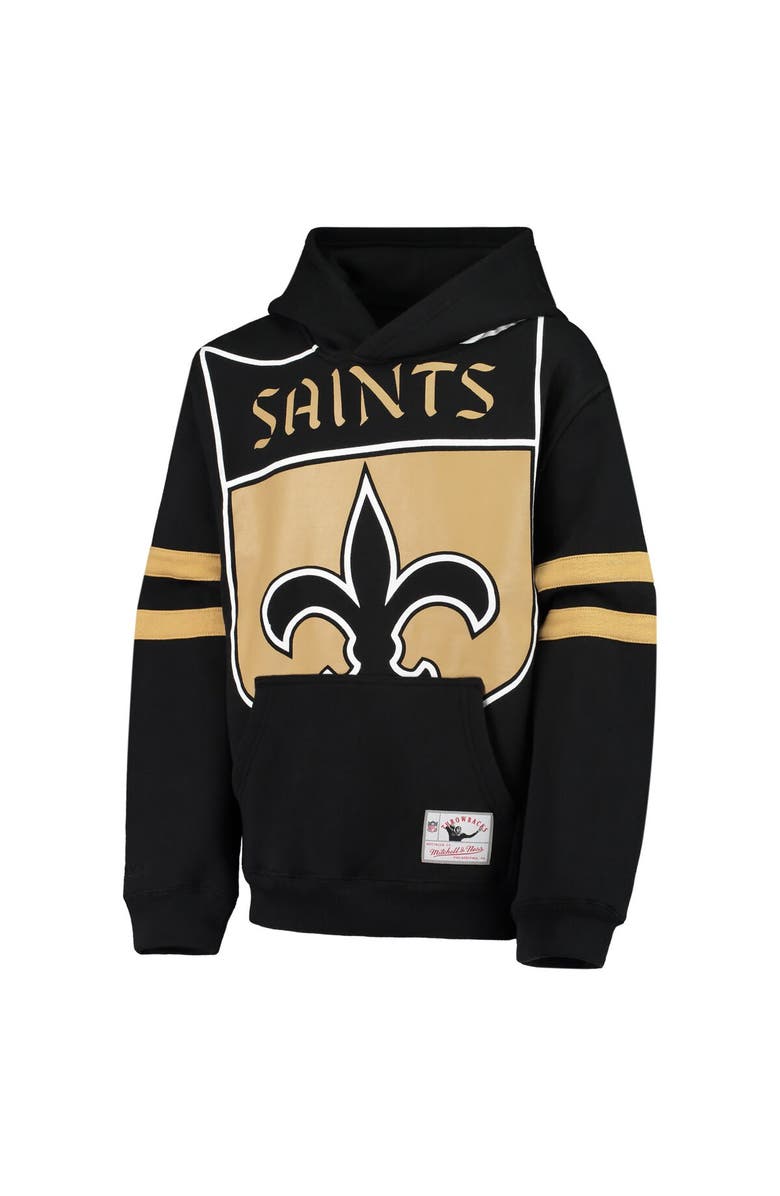 Mitchell & Ness Youth Mitchell & Ness Black New Orleans Saints Big Face Pullover Hoodie, Alternate, color, 