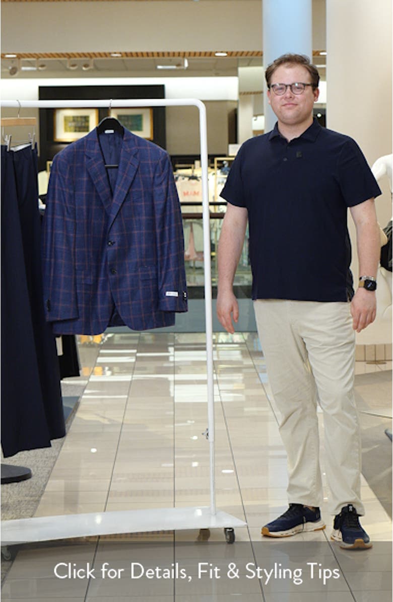Flynn Classic Fit Navy Check Slub Wool Blend Sport Coat, sales video thumbnail