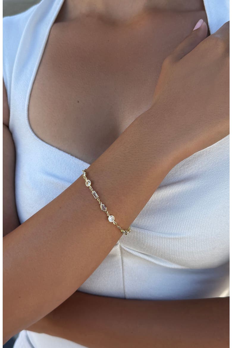 Mixed Shape Cubic Zirconia Bracelet, Alternate, color, GOLD