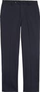 Berle Flat Front Stretch Solid Wool Trousers
