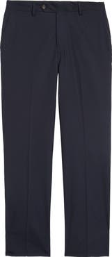 Berle Flat Front Stretch Solid Wool Trousers