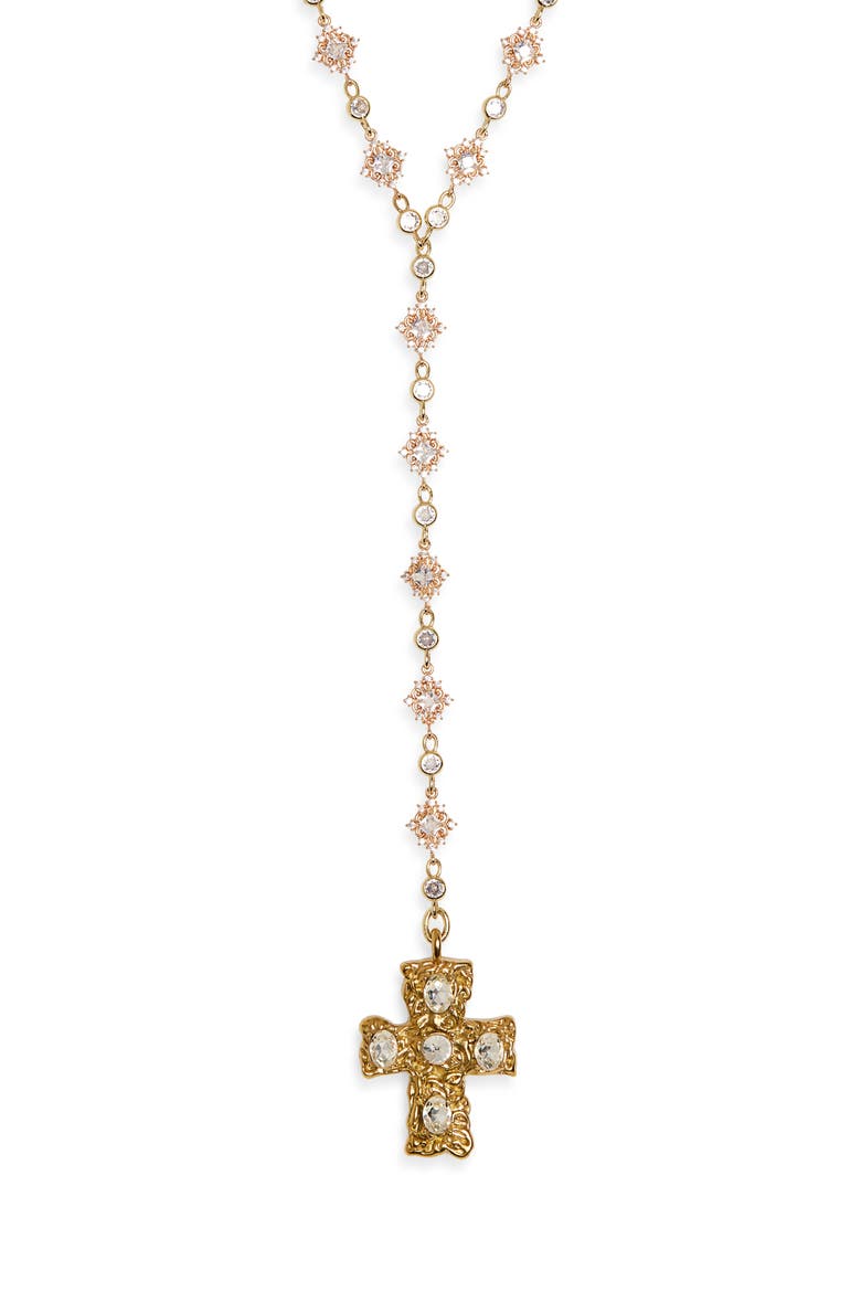 Belvedere Cross Rosary Chain Necklace, Main, color, GOLD/ CLEAR