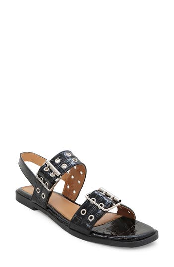 Yoki Holly Grommet Slingback Sandal In Black
