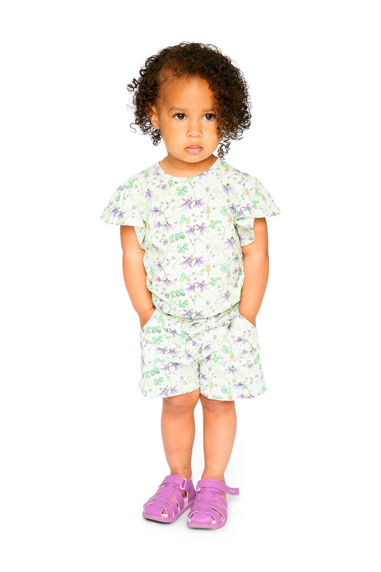 Relaxed Cut Jersey Flowers Shorts, Alternate, color, Green Floral Print