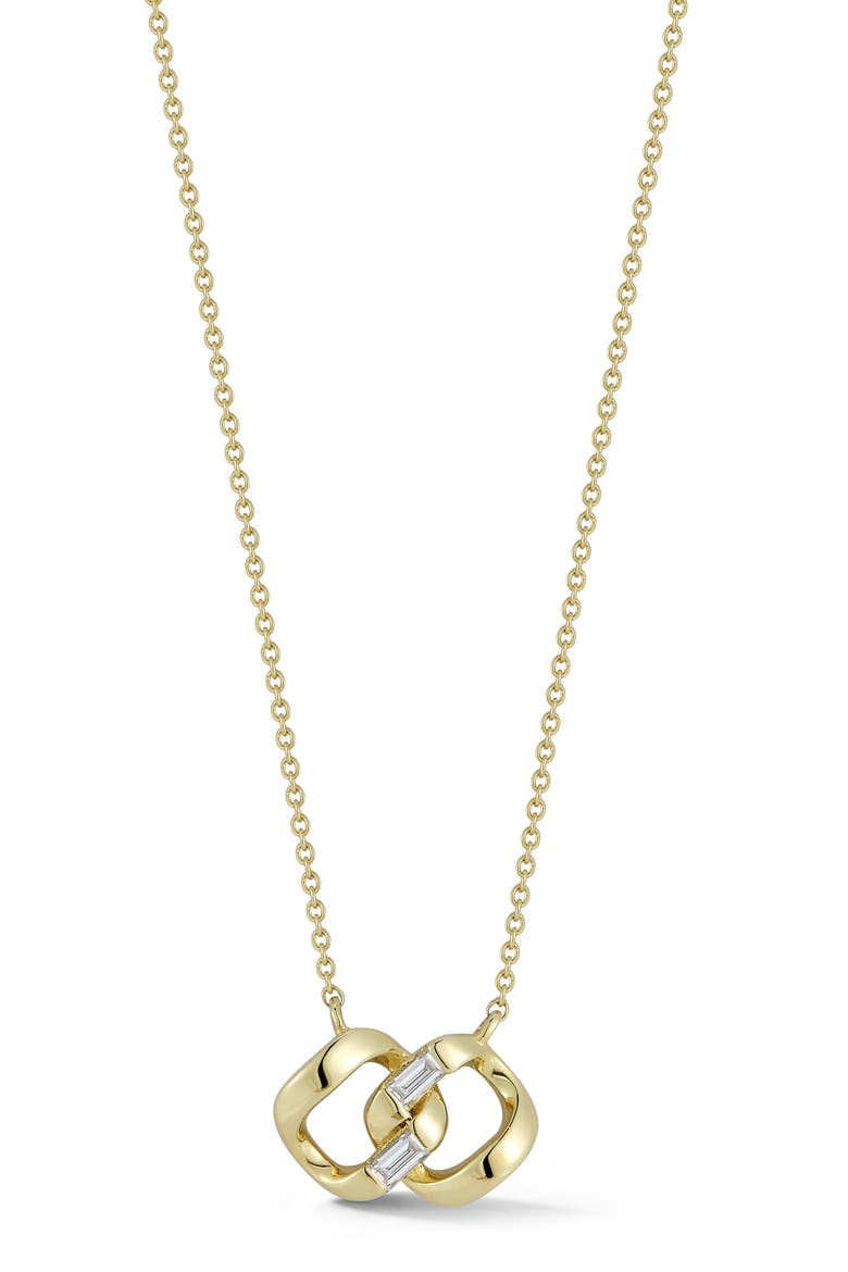 Cuban Chain Baguette Diamond Pendant Necklace, Main, color, YELLOW GOLD