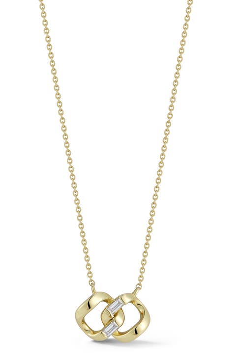 Cuban Chain Baguette Diamond Pendant Necklace