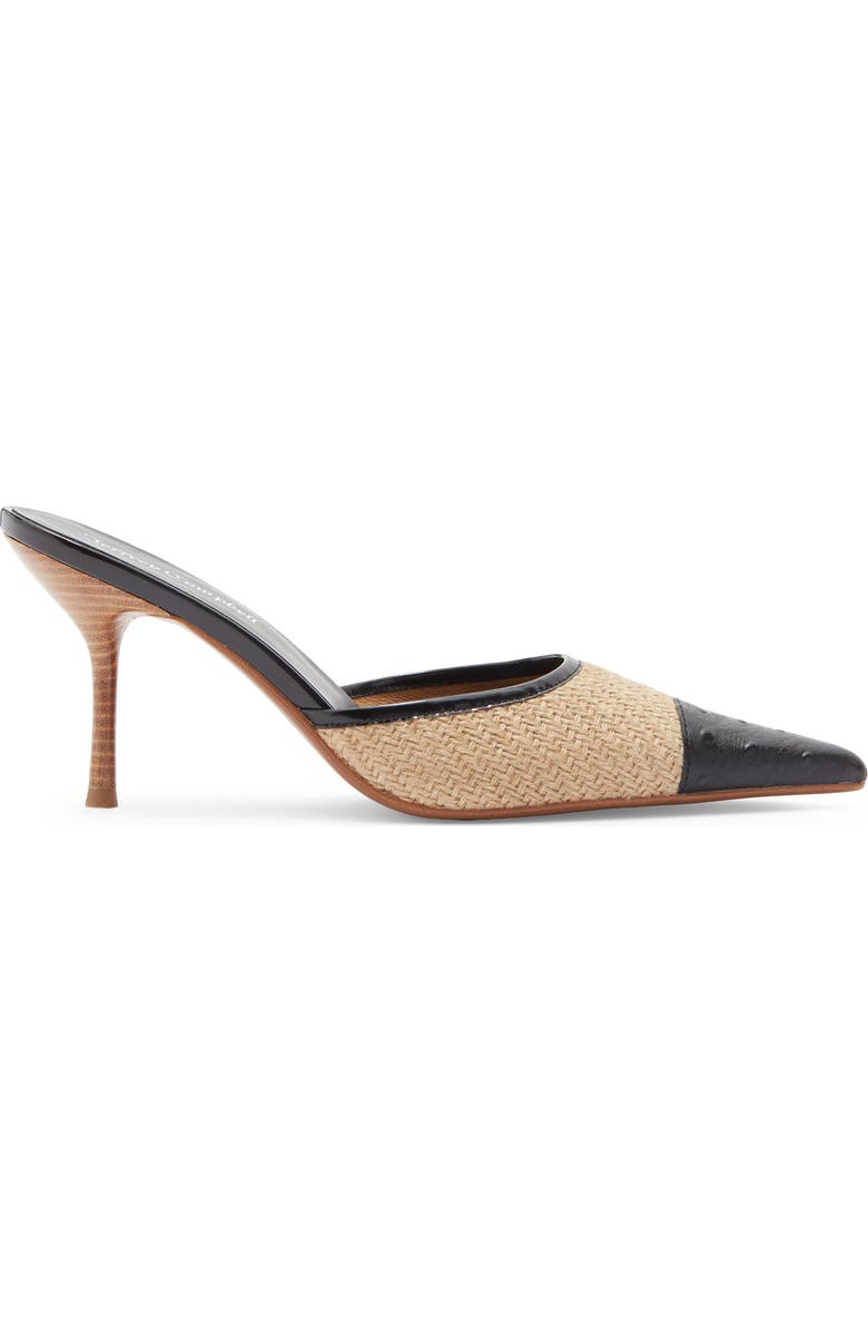 Jeffrey Campbell Parse Pointed Cap Toe Mule, Alternate, color, Tan Jute Black Ostrich