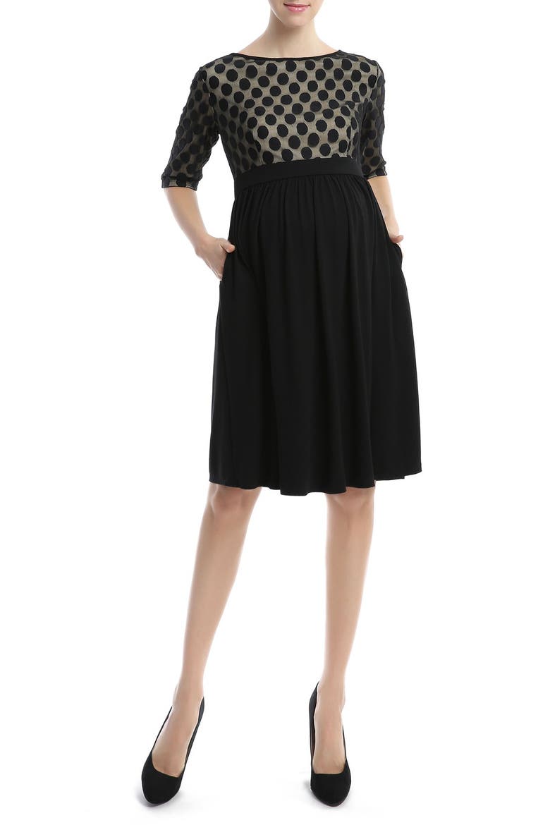 'Charlie' Maternity Dress, Main, color, BLACK/ BEIGE