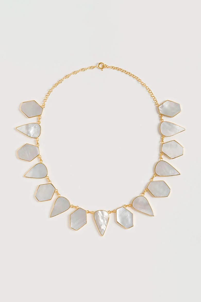 Warrioress Mother of Pearl Necklace, Alternate, color, White