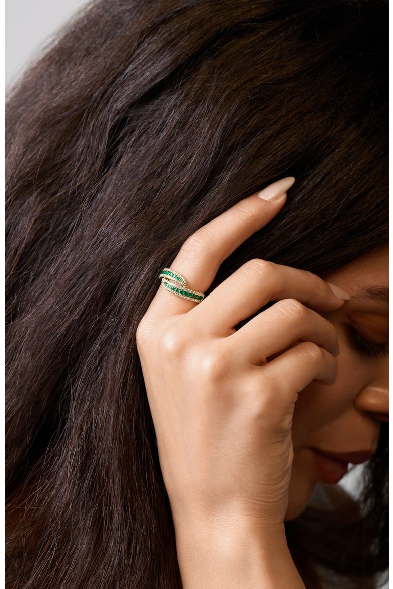El Mar Crossover Ring, Alternate, color, 18K YELLOW GOLD EMERALD