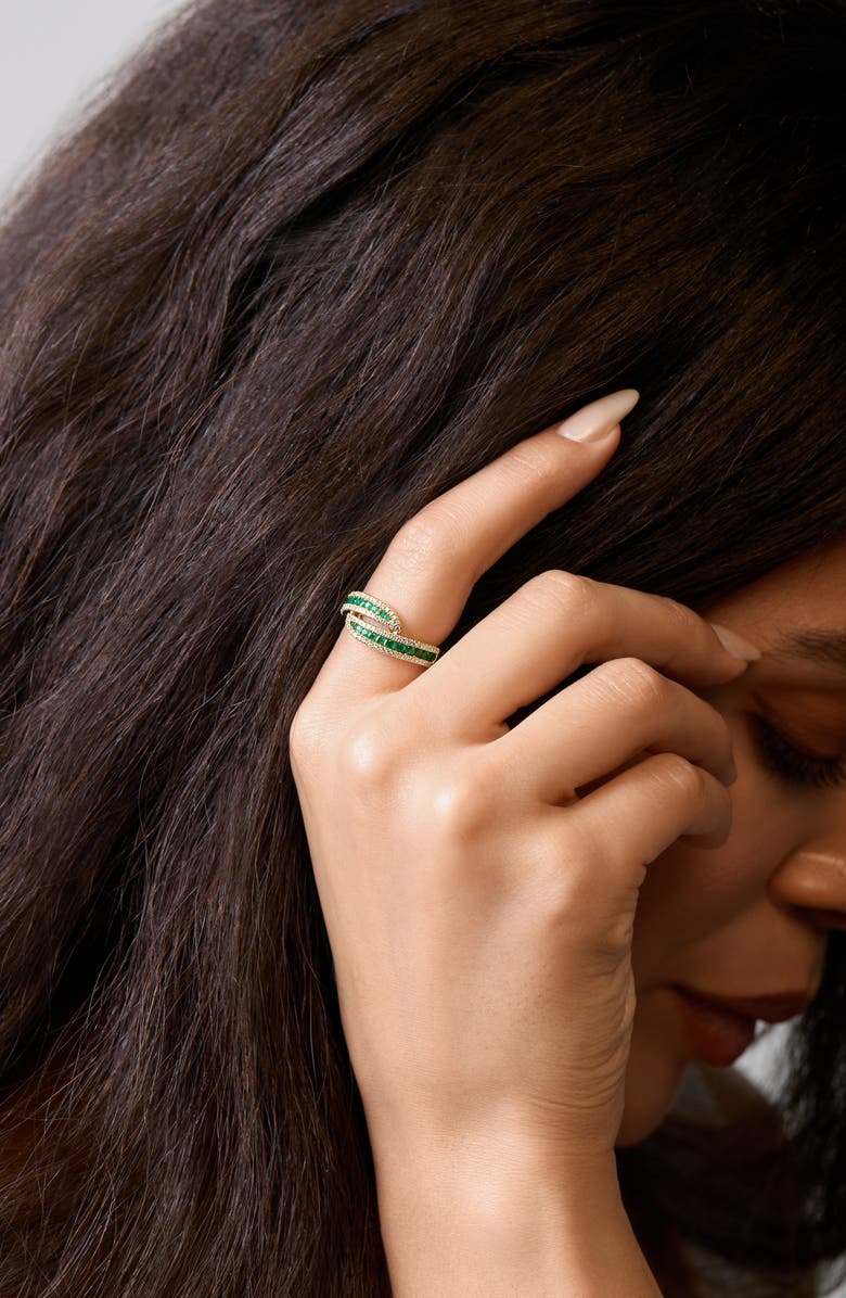 Bony Levy El Mar Crossover Ring, Alternate, color, 18K Yellow Gold Emerald