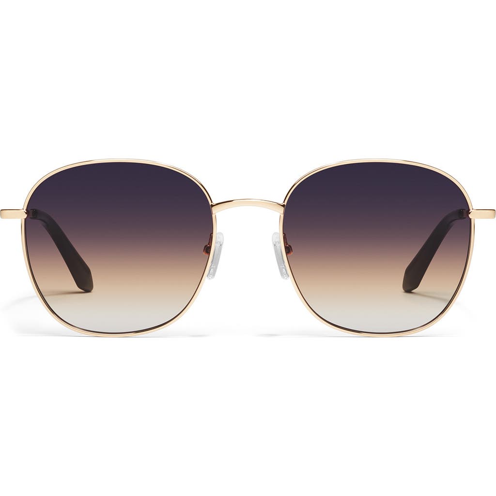 Quay Jezabell 57mm Round Sunglasses In Gold/dusk Poppy