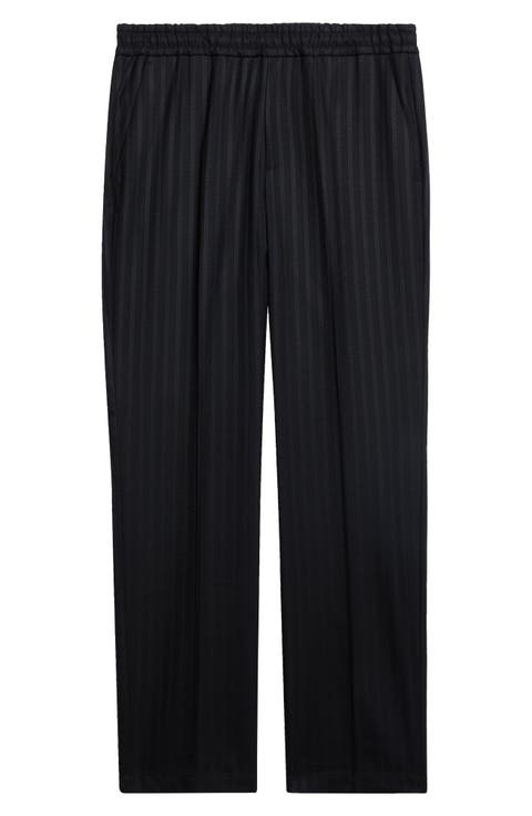 Greca Stripe Wool Straight Leg Pants