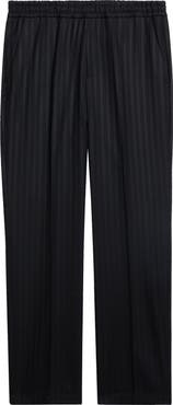 Versace Greca Stripe Wool Straight Leg Pants