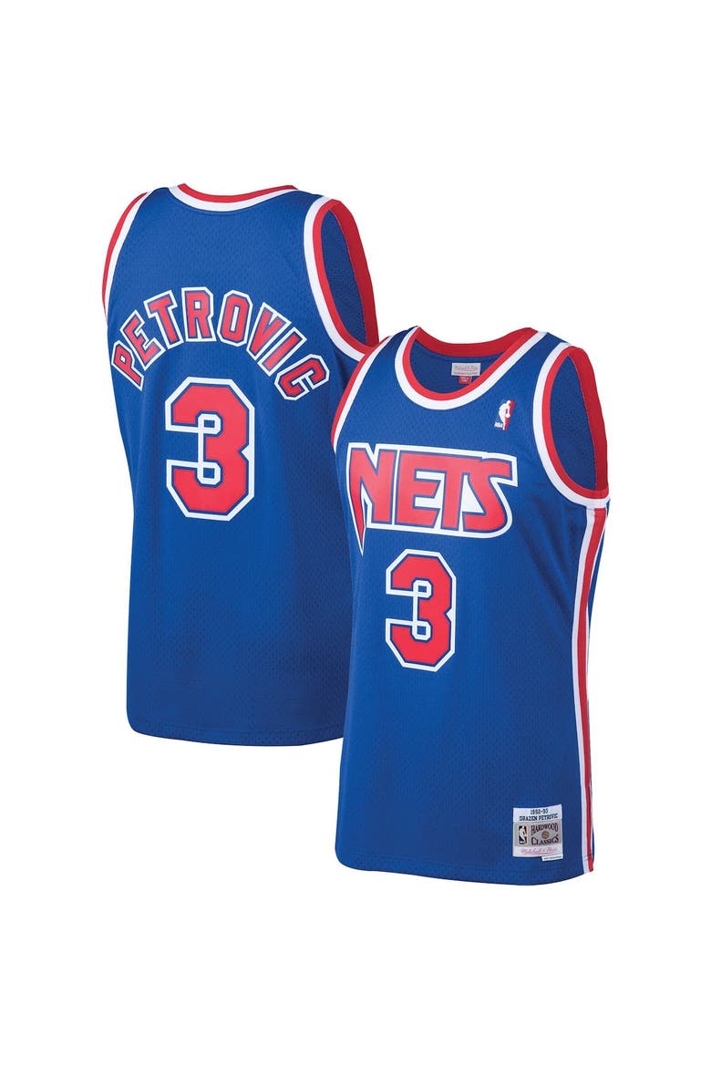 Men's Mitchell & Ness Drazen Petrovic Royal New Jersey Nets 1992/93 Hardwood Classics Swingman Jersey, Alternate, color, Royal
