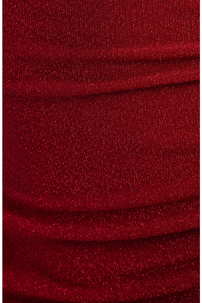 Metallic Knit One-Shoulder Asymmetric Gown, Alternate, color, RED
