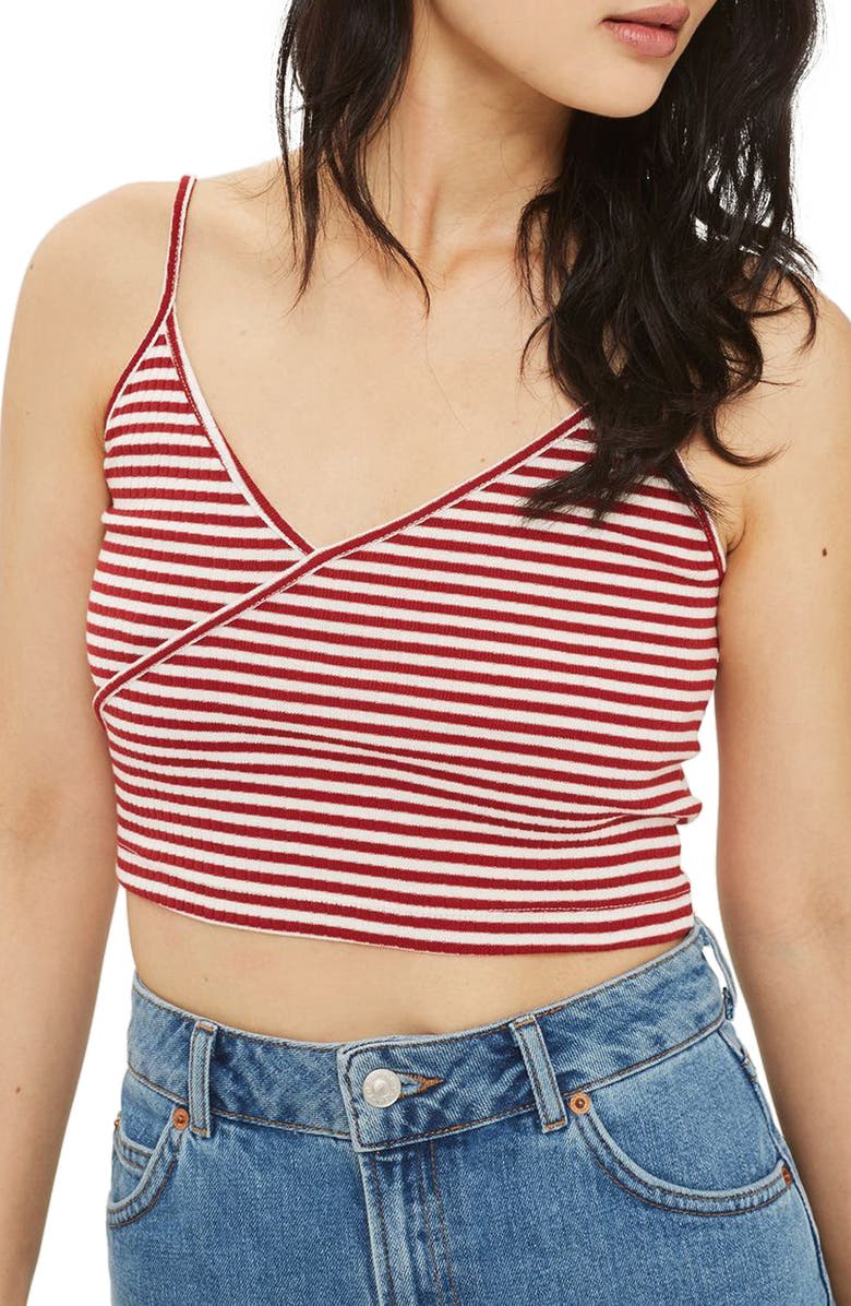 Topshop Kaia Stripe Crop Camisole, Main, color,