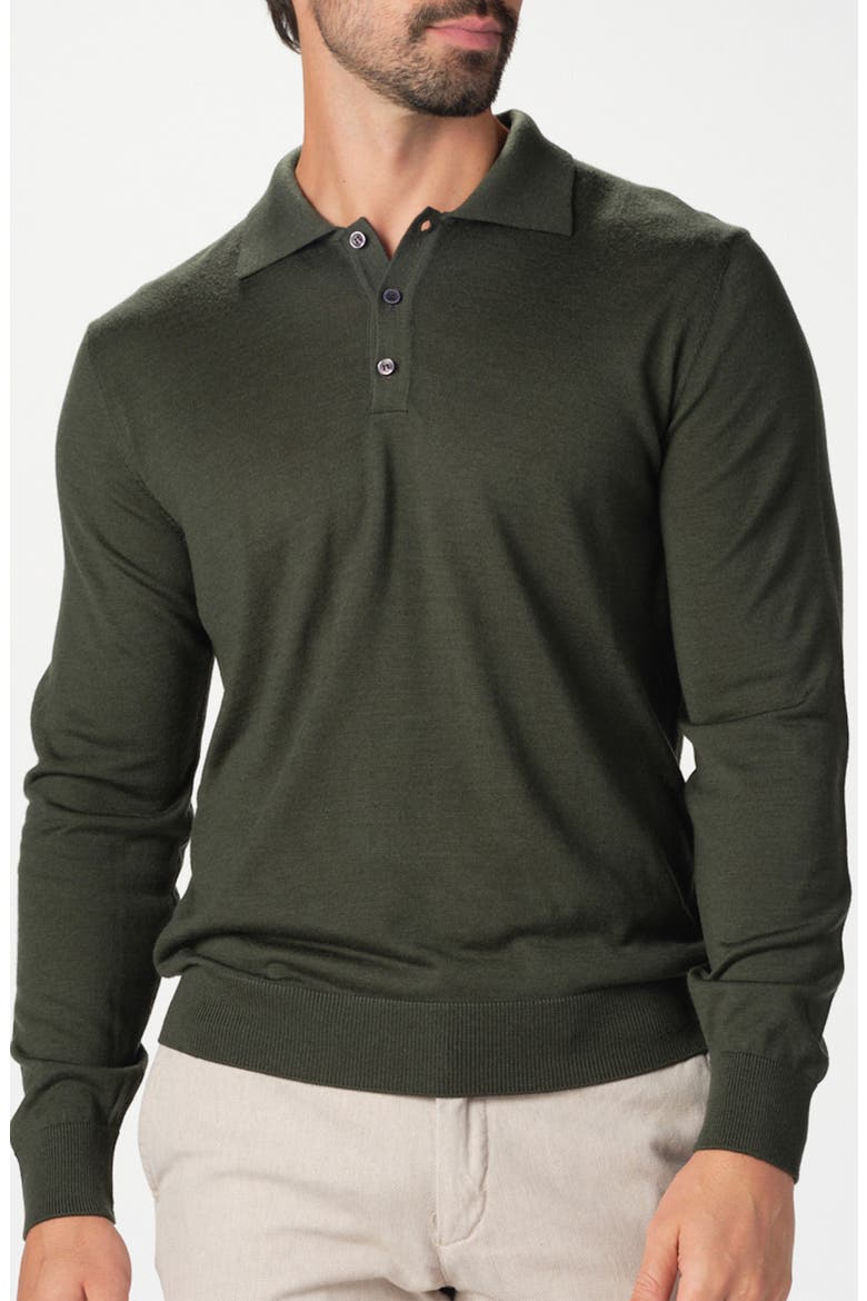 Lightweight Merino Wool Three-Button Polo, Main, color, FOREST