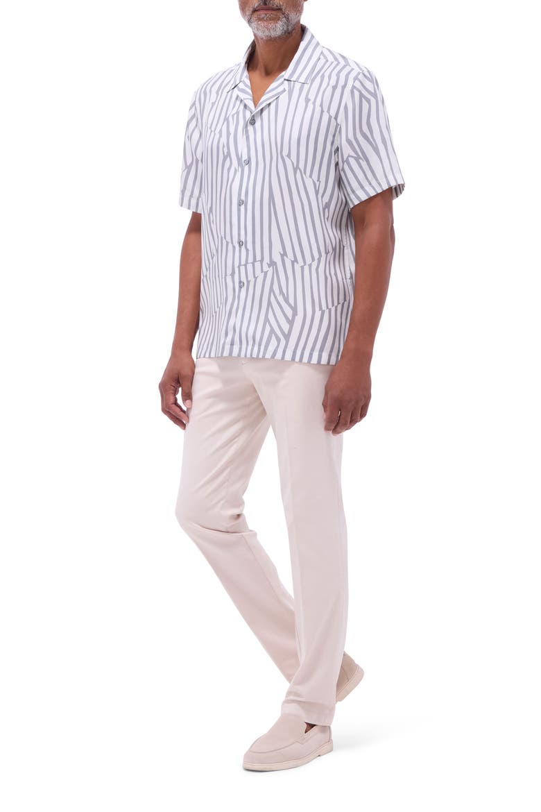 Jackson Stripe Lyocell Camp Shirt, Alternate, color, ZINC