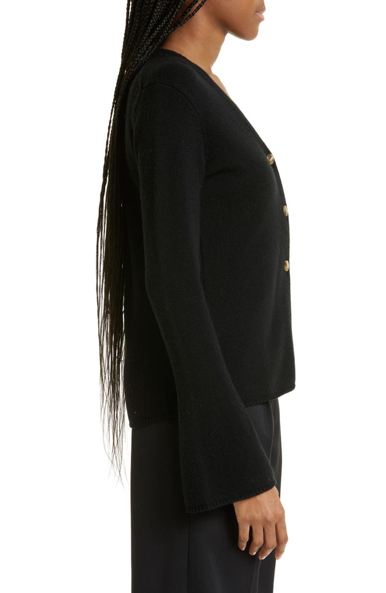 BY MALENE BIRGER Cirane Bell Sleeve Wool Cardigan, Alternate, color, Black