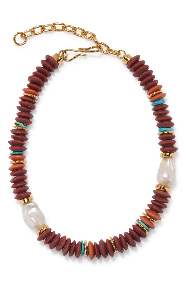 Lizzie Fortunato Umi Disc Bead Necklace, Main, color, Brown Multi