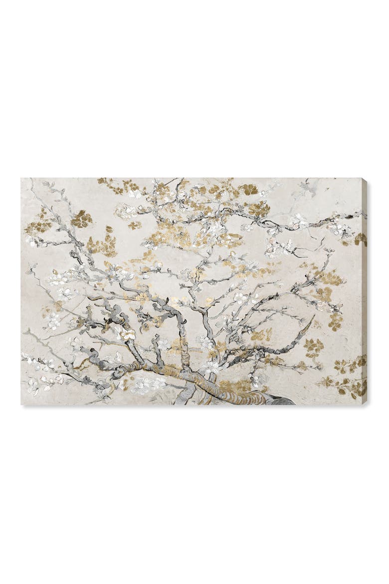 Gold Blossoms Canvas Wall Art, Main, color, BEIGE
