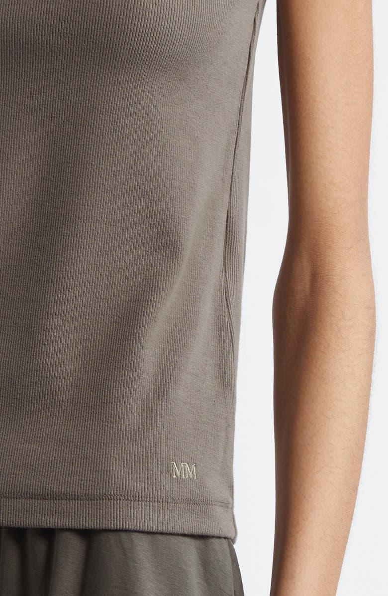 MM by Max Mara Strenna Stretch Cotton Ribbed Tank, Alternate, color, Dark Green